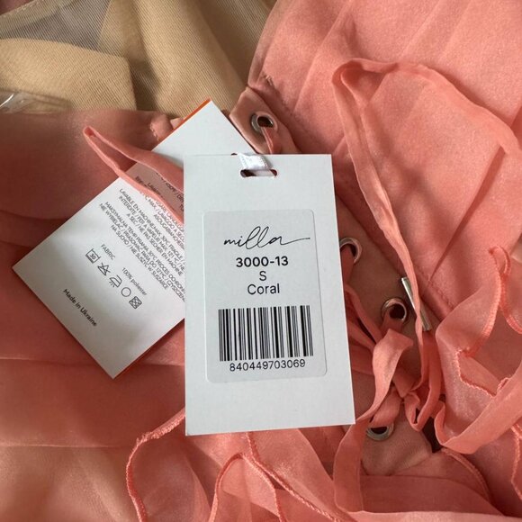 Milla, itsMilla appliquéd organza coral mini dress - Picture 10 of 11